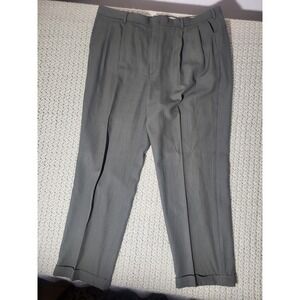 The J Peterman Company Mens Pleated Worsted Wool Dress Pants Olive Grey W44M